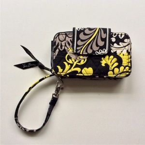 Vera Bradley Yellow Black Baroque Pattern All in One Wristlet Clutch Wallet